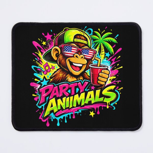 Item preview, Party Animals Cool Monkey Wearing American Flag Sunglasses Tropical Palm Beach Aesthetic designed and sold by HarinDonreka.