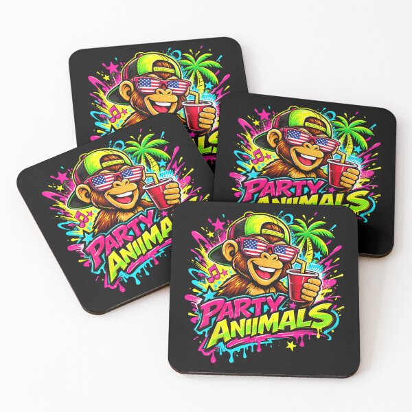 Item preview, Party Animals Cool Monkey Wearing American Flag Sunglasses Tropical Palm Beach Aesthetic designed and sold by HarinDonreka.