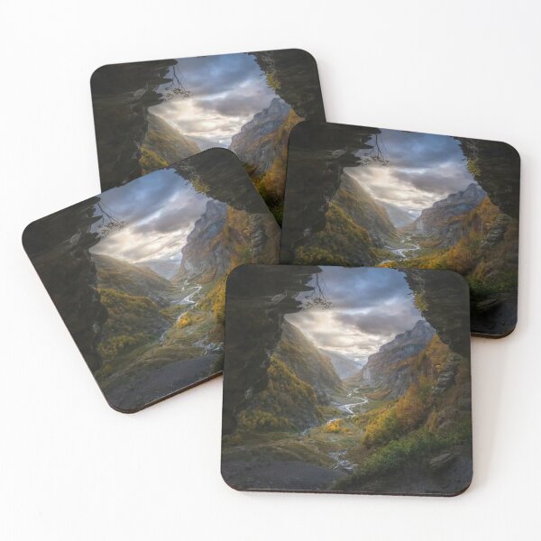 Item preview, Hidden Valley Portal – Dreamlike Mountain Landscape Through Nature’s Window | Ethereal Scenic Art Print  designed and sold by Emoji Emblems.