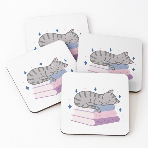Item preview, Cute Grey Striped Cat on a Stack of Books designed and sold by winterpumpkin.