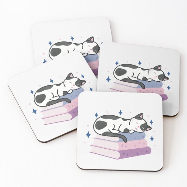 Item preview, Cute Black and White Cat on a Stack of Books designed and sold by winterpumpkin.