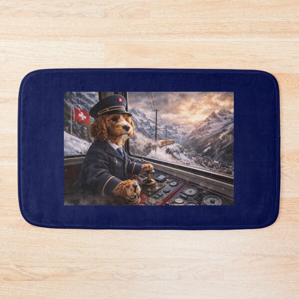 Item preview, Cockapoo Swiss Train Driver in the Alps designed and sold by Paul Thompson Photography.