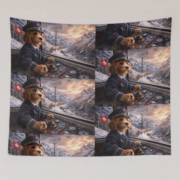 Item preview, Cockapoo Swiss Train Driver in the Alps designed and sold by Paul Thompson Photography.