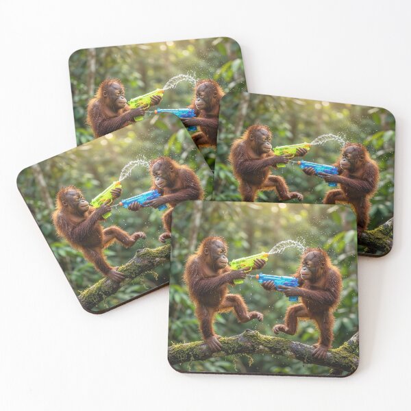 Item preview, Baby Orangutans Squirt Each Other designed and sold by Tridentulus.