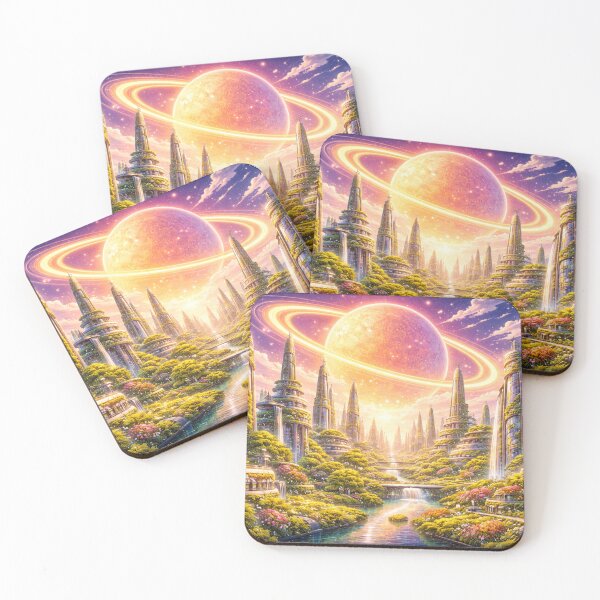 Item preview, Solarpunk Ringed Planet City in Utopian Dreamscape designed and sold by CLOUTKULT.