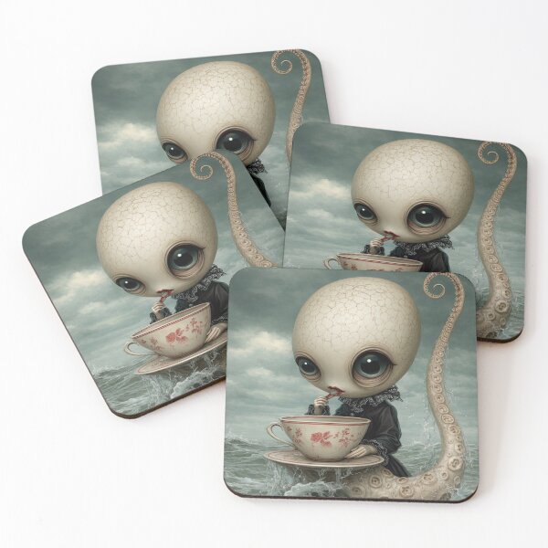 Item preview, Tea in the Middle of Nowhere. Creepy Cute Sea Monster. Pop Surrealism Art inspired by Mark Ryden. Lowbrow art.. designed and sold by Piagor.
