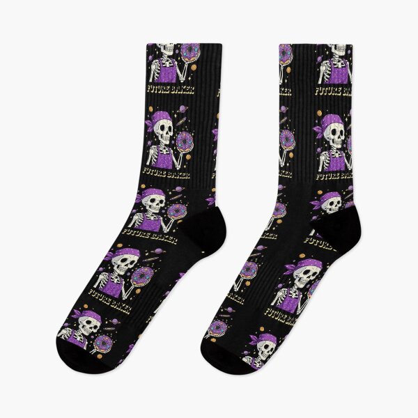 Item preview, Future Baker Skeleton with Cosmic Galaxy Purple Donut designed and sold by TeeARTHY.