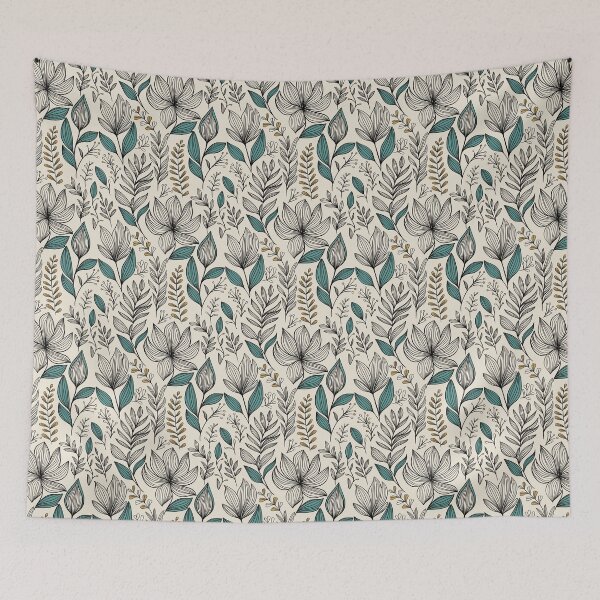 Item preview, Hand Drawn Garden (teal yellow) designed and sold by Doodloom.