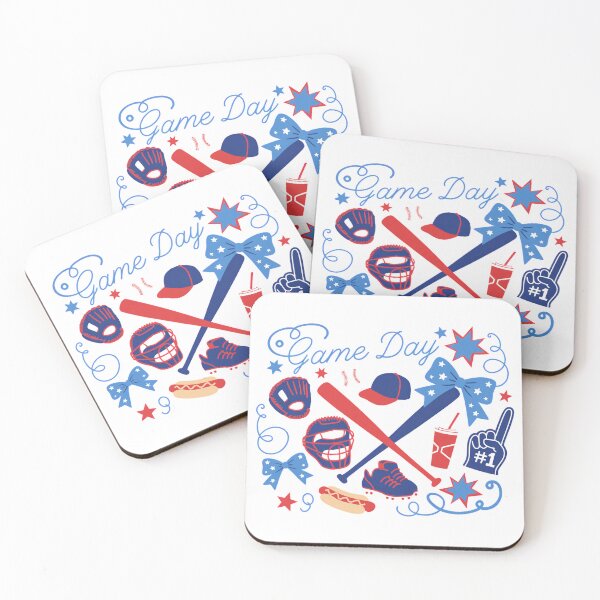 Item preview, Game Day Baseball Doodle Collage - Red Blue Patriotic Sports Aesthetic designed and sold by pixelspaperslab.