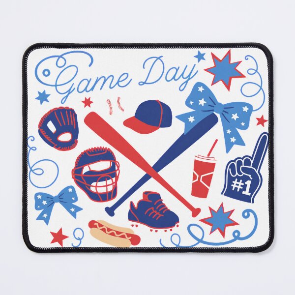 Item preview, Game Day Baseball Doodle Collage - Red Blue Patriotic Sports Aesthetic designed and sold by pixelspaperslab.