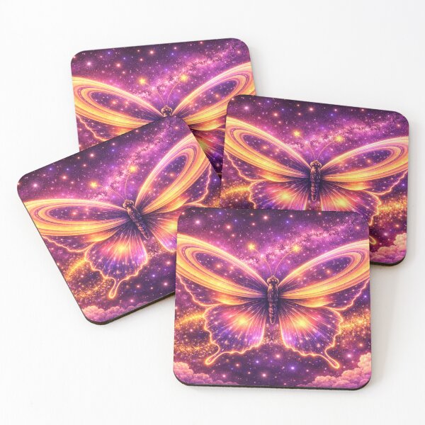 Item preview, Golden Cosmic Butterfly in Neon Galaxy Sky designed and sold by CLOUTKULT.