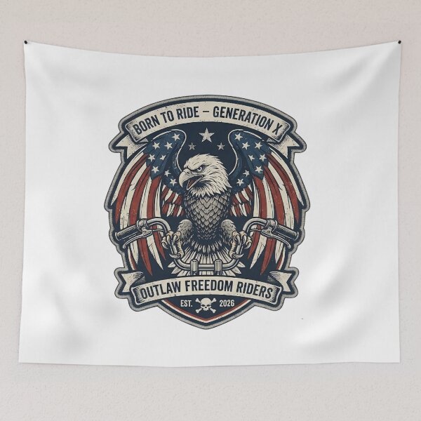 Item preview, Born to ride: Outlaw Freedom Riders Eagle Emblem with independence and freedom designed and sold by VibranPalette.