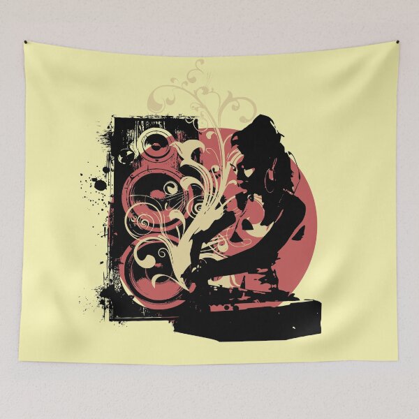 Item preview, Vector Garden stencil - woman DJ and big speaker - Summer music festival designed and sold by Pics'Elle Creations.