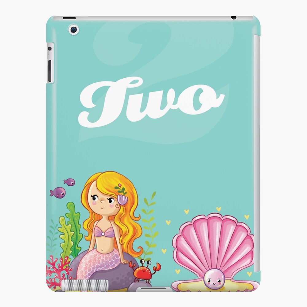 underwater-sea-life-with-mermaid-birthday-card-for-2-year-old-ipad-case-skin-for-sale-by