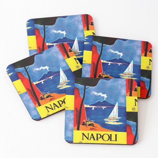 Item preview, Vintage Naples Travel Poster | Mid-Century Art Print | Mount Vesuvius & Bay | Italian Tourism | Colorful Retro Wall Decor designed and sold by artofuniverse.