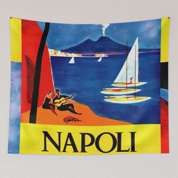 Item preview, Vintage Naples Travel Poster | Mid-Century Art Print | Mount Vesuvius & Bay | Italian Tourism | Colorful Retro Wall Decor designed and sold by artofuniverse.