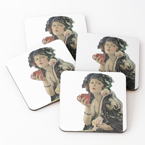 Item preview, Vintage Woman in Floral Hat Drinking Coffee Portrait designed and sold by TeeARTHY.