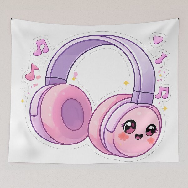 Item preview, Cute Kawaii Headphones – Music Lover Aesthetic Sticker designed and sold by DesignEG.