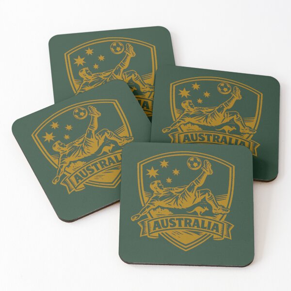 Item preview, Australia Soccer Crest Shirt – Gold Football Bicycle Kick Design with Kangaroo & Southern Stars designed and sold by JonelCrafts.