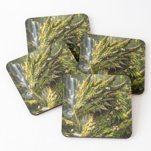 Item preview, Forest Dragon Guardian – Nature Fantasy Moss Dragon Artwork designed and sold by DrakariArt.
