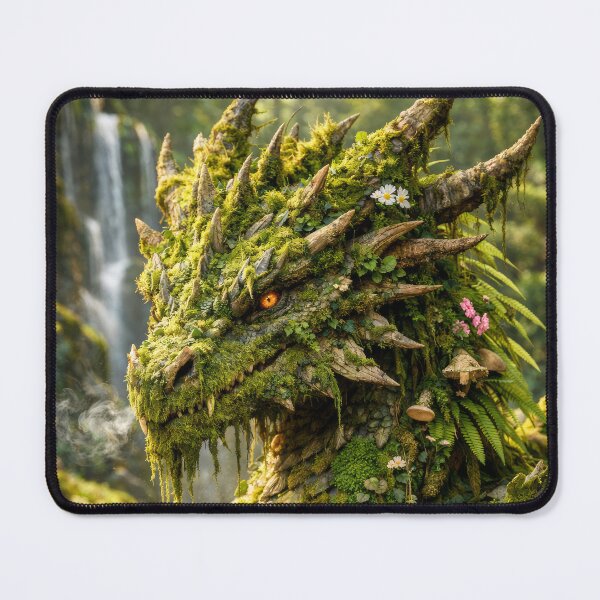 Item preview, Forest Dragon Guardian – Nature Fantasy Moss Dragon Artwork designed and sold by DrakariArt.