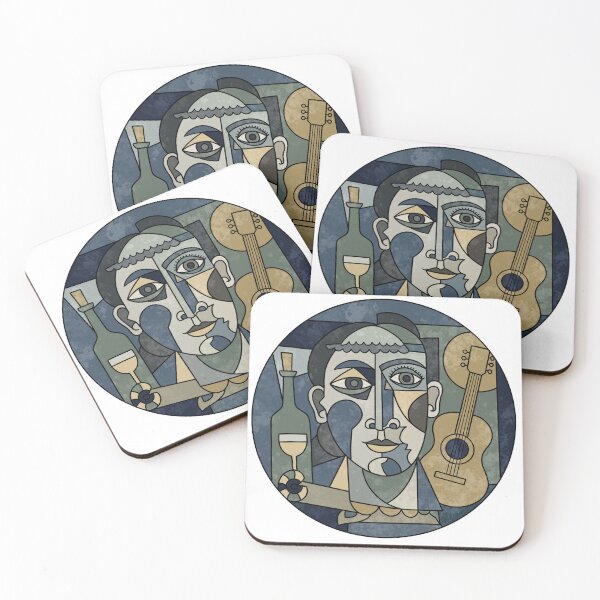 Item preview, Cubist Muse Still Life – Modern Abstract Portrait in Blue and Ochre by PickAndSo designed and sold by PickAndSo.
