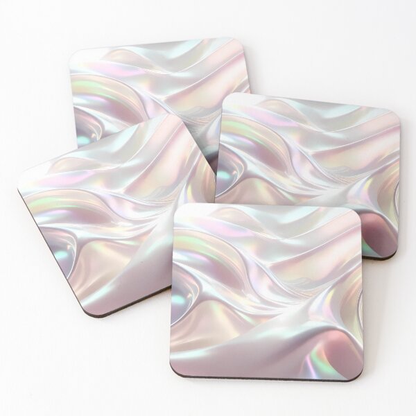 Item preview, Radiant waves of holographic fabric shimmering with a soft, iridescent glow and elegant, liquid-like folds. designed and sold by Dreamy Armine Art.