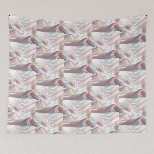 Item preview, Radiant waves of holographic fabric shimmering with a soft, iridescent glow and elegant, liquid-like folds. designed and sold by Dreamy Armine Art.