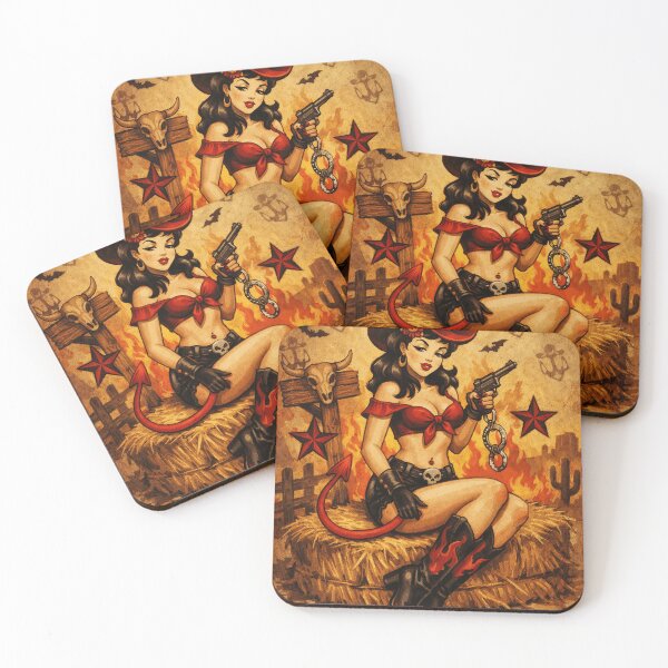 Item preview, Western Devil Cowgirl Pin Up designed and sold by aseraandcooo.
