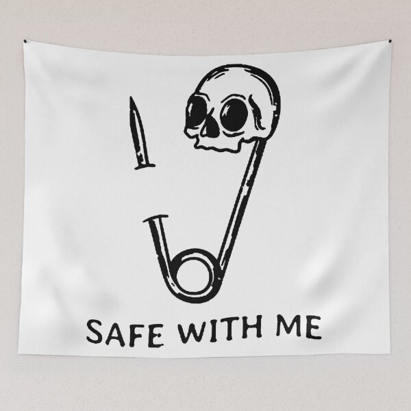 Item preview, Safe With Me Punk Skull Safety Pin Goth Tattoo designed and sold by Cat-butt-shirts.