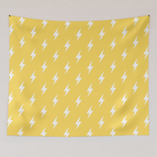 Item preview, Lightning Bolts White On Mustard Yellow designed and sold by rewstudio.