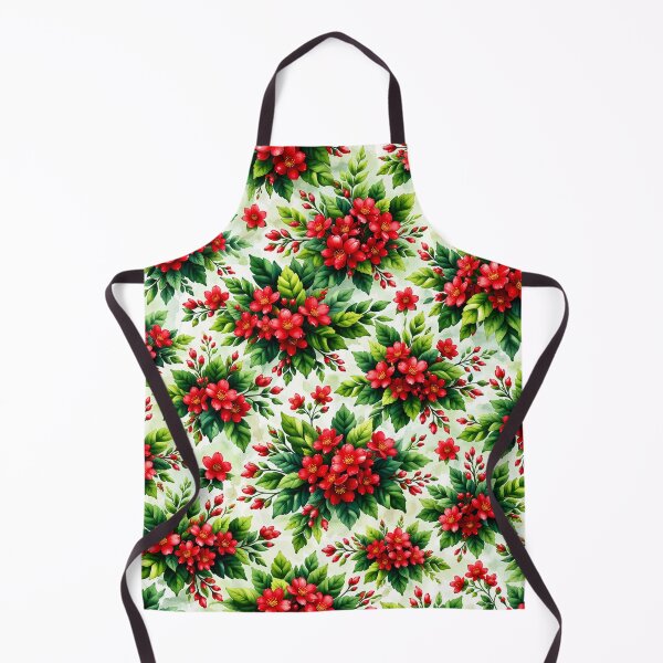 Item preview, Bold Floral Pattern – Red Flowers & Green Botanical Design designed and sold by AureliasDesignStudio.