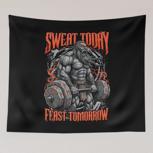 Item preview, Viking Gym Sweat Today Feast Tomorrow Funny Norse Deadlift designed and sold by GrandeDuc.