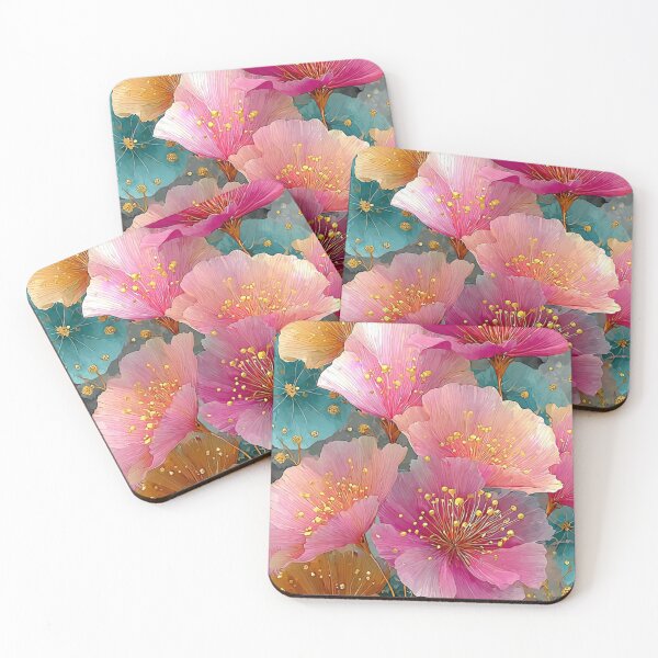 Item preview, Golden-Stamen Pink Blossom Field designed and sold by Floral Fiesta Designs.