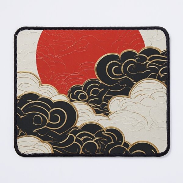 Item preview, Crimson Solstice Peak: Impasto Clouds & Gilded Midnight Waves designed and sold by Jimakmo.