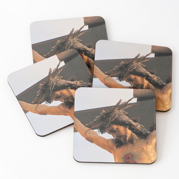 Item preview, Dramatic Crucifixion Statue of Jesus With Crown of Thorns on Wooden Cross at Sunset designed and sold by Nmallia.