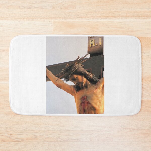 Item preview, Dramatic Crucifixion Statue of Jesus With Crown of Thorns on Wooden Cross at Sunset designed and sold by Nmallia.