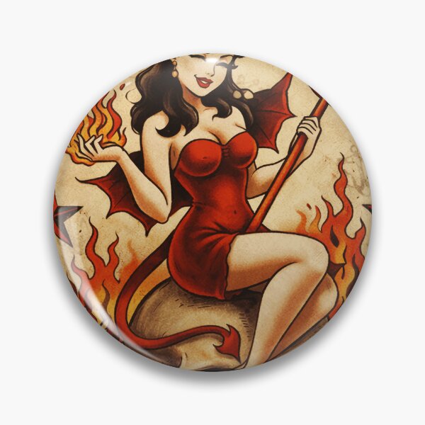 Item preview, Devil Pin Up On Skull designed and sold by aseraandcooo.