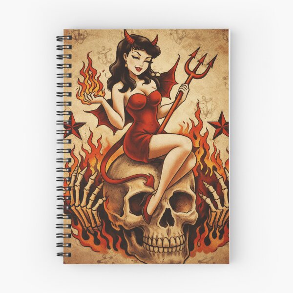 Item preview, Devil Pin Up On Skull designed and sold by aseraandcooo.
