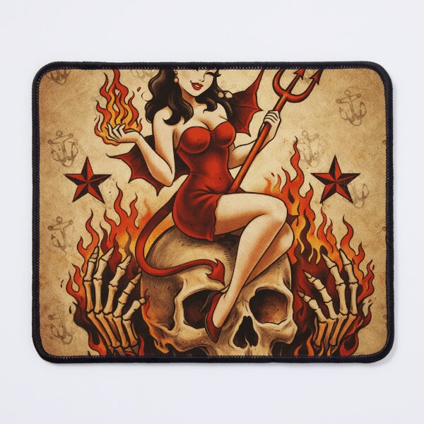 Item preview, Devil Pin Up On Skull designed and sold by aseraandcooo.