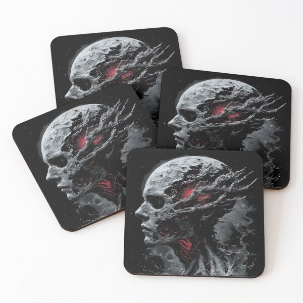 Item preview, Cracked Skull Crimson Energy Dark Gothic Horror Illustration (BLACK) designed and sold by MorbidDreams.