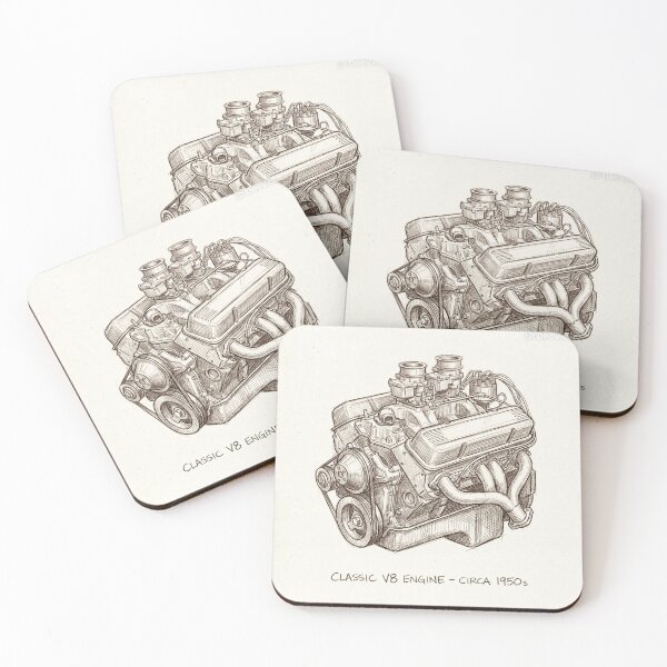 Item preview, Vintage classic V8 engine art designed and sold by AlanyaArtX.