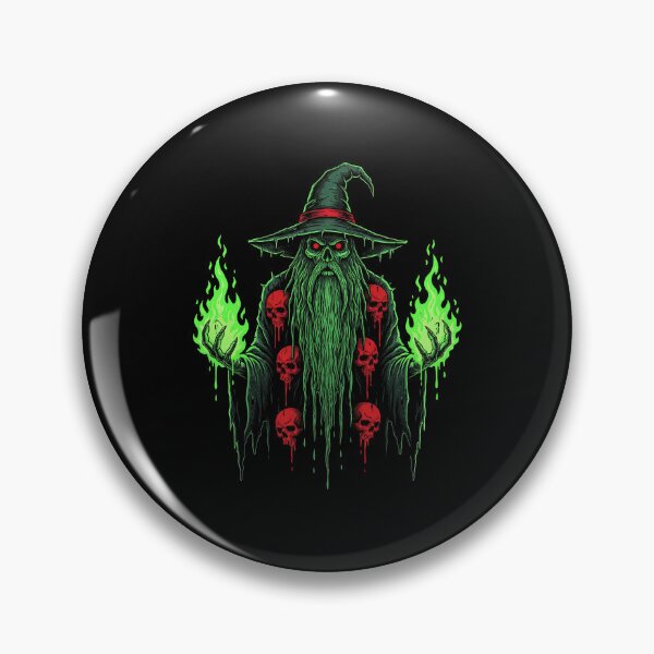 Item preview, Sinister Green Wizard with Red Eyes and Skulls designed and sold by TeeARTHY.