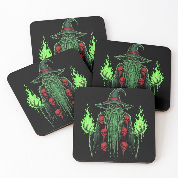 Item preview, Sinister Green Wizard with Red Eyes and Skulls designed and sold by TeeARTHY.
