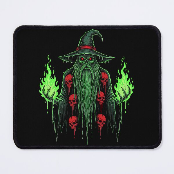 Item preview, Sinister Green Wizard with Red Eyes and Skulls designed and sold by TeeARTHY.
