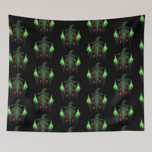 Item preview, Sinister Green Wizard with Red Eyes and Skulls designed and sold by TeeARTHY.