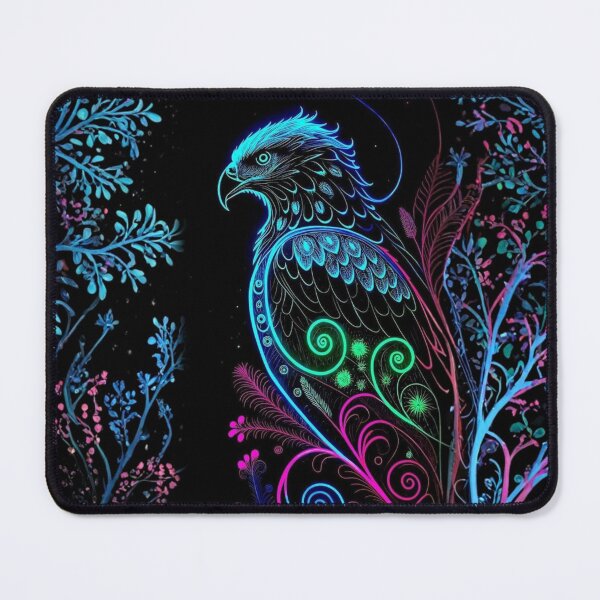 Item preview, Celestial Neon Falcon: Luminous Guardian of the Night Forest designed and sold by Siriusvibes.