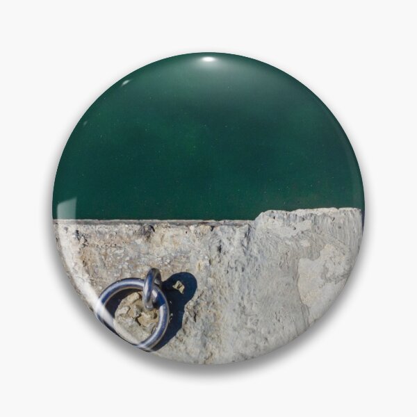 Item preview, Mooring Ring on Concrete Dock Over Green Water — Minimal Aerial Pier Edge Composition designed and sold by Nmallia.