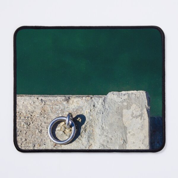 Item preview, Mooring Ring on Concrete Dock Over Green Water — Minimal Aerial Pier Edge Composition designed and sold by Nmallia.