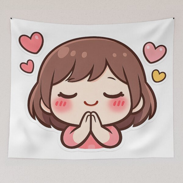 Item preview, Cute Kawaii Grateful Prayer Thankful Heart Sticker designed and sold by DesignEG.